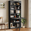 Folding Desk with Storage Space-Saving Foldable Convertible Writing Table Wall Mount Fold Out Computer Desk for Home Office Craft Room Living Room Bedroom Black