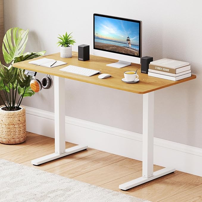Tangkula Electric Standing Desk Frame Height Adjustable Computer Desk Base with LED Display &amp 2 Memory Positions Ergonomic Home Office Sit Stand Desk Legs for 40-48 Tabletop (White)