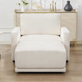 44.2 Chenille Oversized Chair with Movable Ottoman Modular 1 Seat Couch with Thickened Cushions Modern Single Sofa Chaise Lounge Reading Chair for Living Room Small Apartment White