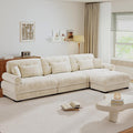 L Shaped Sectional Couch130 Modular Cloud Sectional Sofa with OttomanUpholstered Modular Sofa L Shaped Couch for Living Room (Cream)