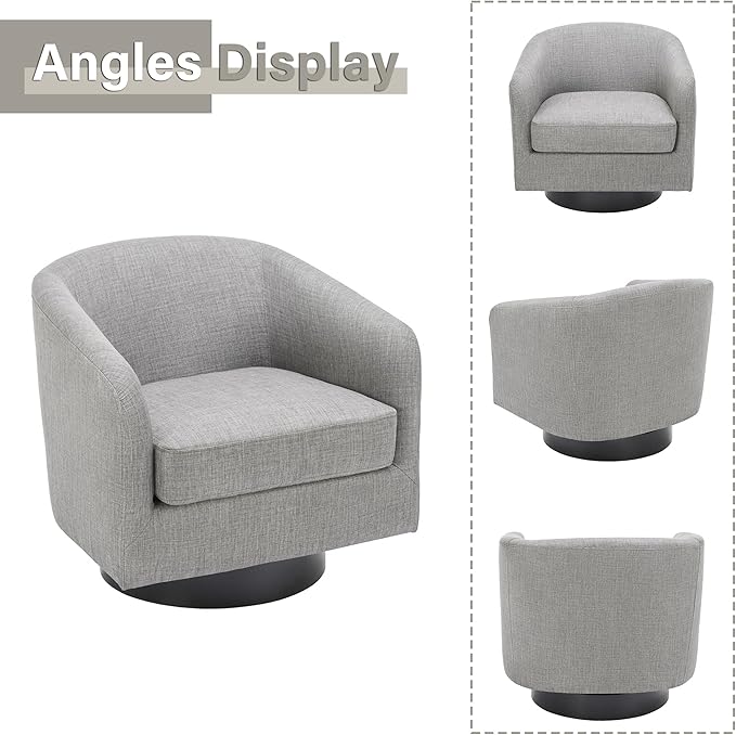 Lumibee Swivel Accent Barrel Chairs Set of 2 Upholstered Comfy Swivel Round Barrel Chair 360° Rotation Single Sofa Club Armchair for Living Room Reading Room Bedroom Light Grey