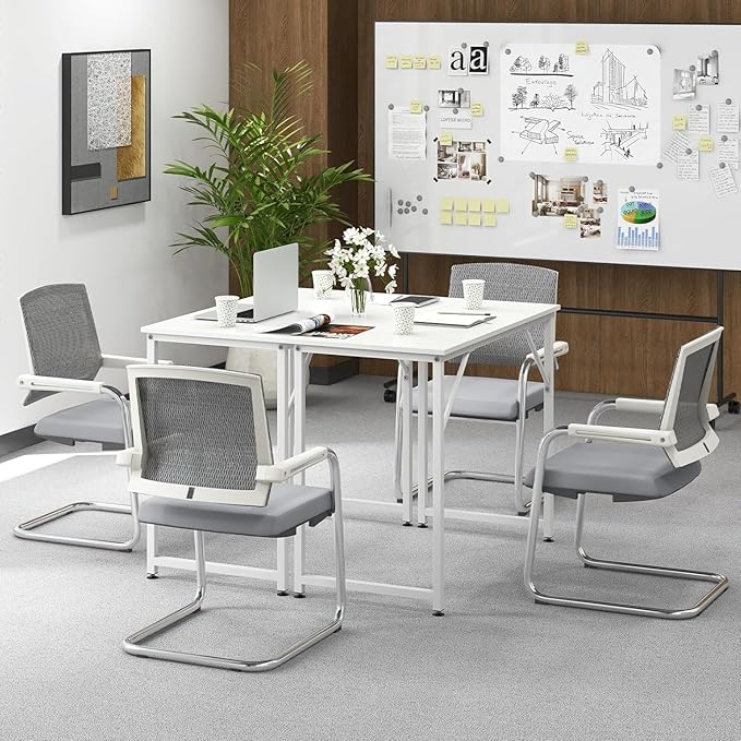 HOMGX Home Office Writing Desk Laptop PC Workstation 40-Inch Small Computer Desk w/Sturdy Metal Frame Modern Simple Laptop Desk for Home Office Bedroom Study (White)