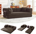 79 Convertible Sofa Bed with Pillows Corduroy Folding Sleeper Sofa with Fixed-Shape Frame Boneless Couch for Living Room Bedroom Floor Sofa Lounge No Assembly Required (Brown)