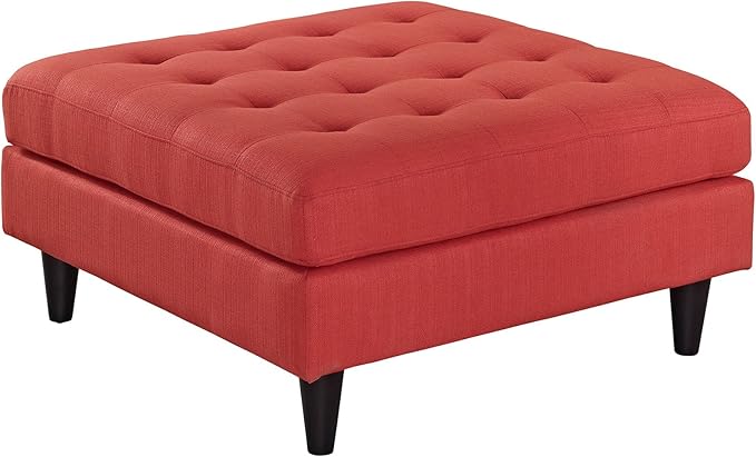 Modway EEI-2139-ATO Empress Mid-Century Modern Upholstered Fabric Large Ottoman In Atomic Red Orange