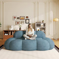 90 Curved Boucle Couch Comfy Cloud Shaped Boneless Couches for Living Room Modern Deep Seat Loveseat Lazy Floor Sofa for Bedroom Apartment Small Space (No Assembly Blue)