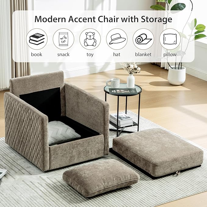 Chifee &amp Vingol 29.5 W Swivel Accent Chair Upholstered Swivel Chairs Mid Century Modern Chair for Living RoomTaupe