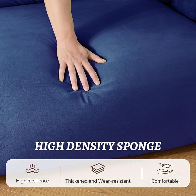 82 Inch Sofa with Extra Deep Seats Oversize Velvet Fabric 2 Seater Sofa for Living RoomModern Couch and Loveseat Comfy Armrests and Seats and Backrests Easy Installation Blue