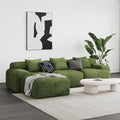 Modern L-Shaped Modular Sectional Sofa for Living RoomOversized 3-Seater Couch with Deep Seat and Movable Ottoman – No AssemblyComfortable Suede Fabric Boneless Sofa (Dark Green)