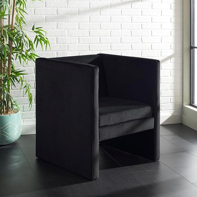 SAFAVIEH Home Collection Gisle Modern Black Velvet Accent Chair (Fully Assembled)