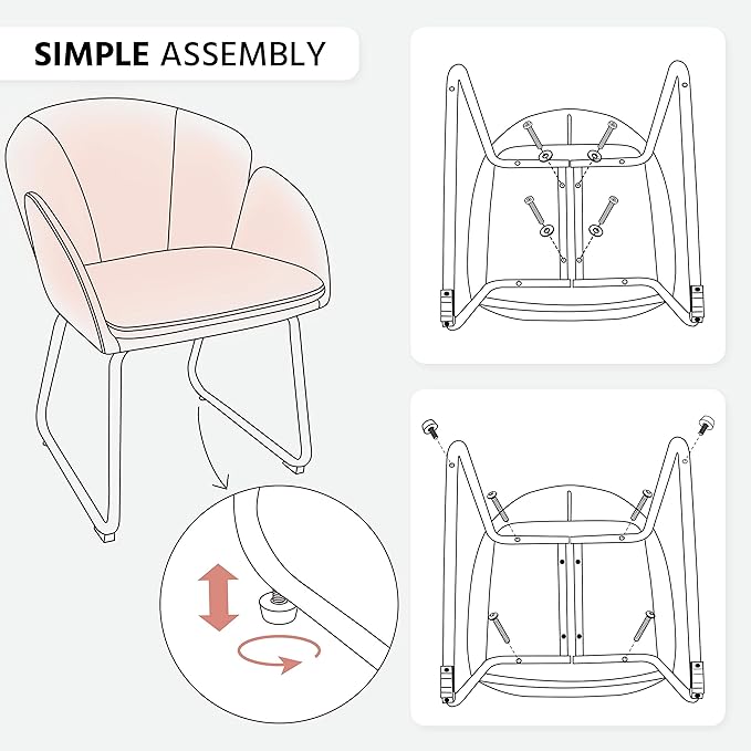 Yaheetech Flower Shape Velvet Vanity Chair Modern Side Armchair Makeup Chair no Wheels with Golden Metal Legs for Living Room/Dressing Room/Bedroom/Home Office/Kitchen Pink