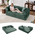Tbfit 79'' Convertible Sofa Bed Oversized Corduroy Folding Boneless Couch Futon Mattress Sleeper Sofa Comfy Foldable Upholstered Floor Couches for Living Room Dark Green