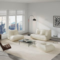 Comfy Lazy Floor Sofa CouchSoft Armless ChairFaux Leather Lounge ChairCorner Relax Sofa Couch for Living Room BedroomSalon OfficeAdults(Cream White)