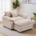 Oversized Accent Chair with OttomanOversize Chair Chenille Sofa with ArmrestsComfy Living Room Sofa with Deep Seat &amp PillowsOversized Reading Accent Chairs Couch Lounge for Bedroom (Khaki)