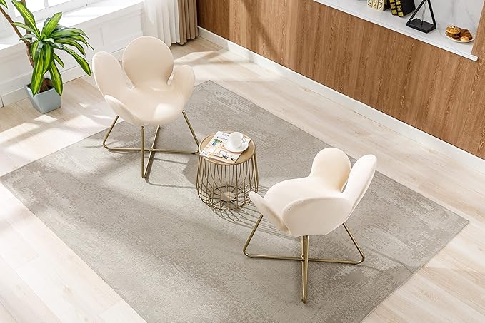 Modern Velvet Accent Chair Comfy Cute Upholstered Vanity Desk Chair w/Metal Legs Soft CushionArmchair for Living Room 2PC/Set