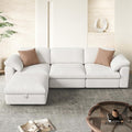 118 Oversized Modular Sectional Sofa L Shaped 3 Seaters with Storage Ottoman Cloud Couch Sofa Set Modern Convertible Chenille Deep Seat Sectional Couches for Living Room White 1 PCS