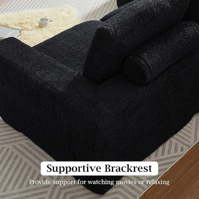 99 Modular Sectional Sofa Cloud Sectional Couch with Neck Pillow &amp Deep Seat Chenille Boneless Couches with L-Shape Chaise for Living RoomNo Assembly Required Black