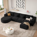 134 Boneless Couches for Living RoomLarge U-Shaped Modular Sectional Sofa with Convertible OttomanModern Cozy Cloud Couch in a BoxSponge Compression Deep Seat Sofas with ChaiseBlack1pcs
