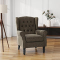 UIXE High Back Accent Chair Fabric Upholstered Armchair Retro Wingback Arm Chair for Living Room Comfy Single Sofa Bedroom Reading Seat with Solid Wood Legs - Tan Taupe