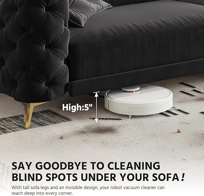 97.7 King Pull Out Sofa Bed Velvet Chesterfield Sleeper Sofa Couch 3 in 1 Convertible Tufted Futon Couches with Ottoman for Living Room Small Space Apartment Office Bedroom Black