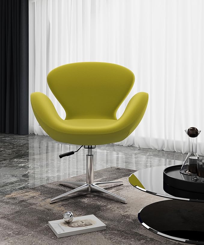 Manhattan Comfort Raspberry Adjustable Swivel Accent Chair with 360° Turn Polished Chrome Base Modern Retro Design Versatile Seat Ideal for Any Room Set of 1 Green