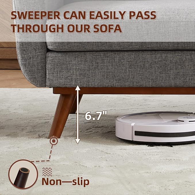 Kingfun Loveseat and Sofa Sets Mid Century Modern Linen Love Seat Couches for Living Room Button Tufted Upholstered Furniture Easy to Install Small Couch for Bedroom Office Apartment Grey