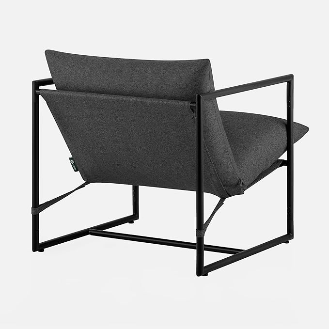 Zinus Aidan Sling Accent Chair Metal Framed Armchair with Shredded Foam Cushioning Dark Grey