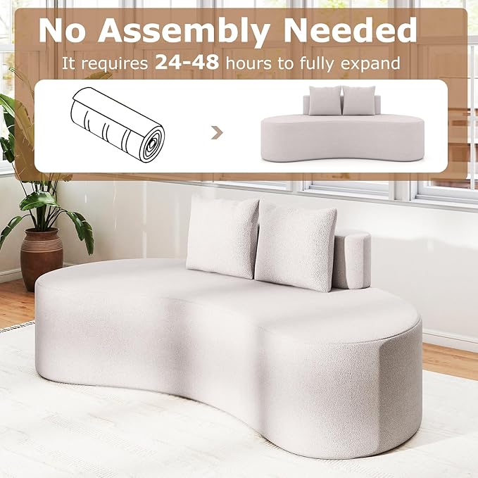 Giantex 78.5 Sofa Couch Upholstered Loveseat with 2 Cozy Pillows Low Backrest &amp Padded Seat Anti-Slip Bottom No Assembly Modern Floor Couch for Living Room Bedroom (Gray)