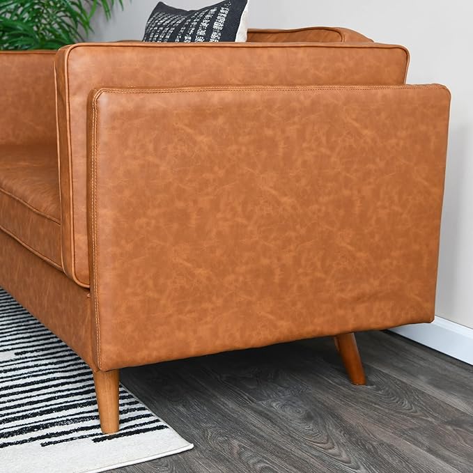 Creative Co-Op Atley High Sided Sofas Vegan Cognac Leather