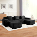 117.3 Compressed Sofa with Deep SeatsBoneless Sectional Couch with High Density Memory Foam SofaU Shaped Black 3 Seater Sofa for Living Room ApartmentsNo Assembly
