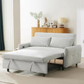 P PURLOVE Upholstered Modern Sofa Bed with Armrest Convertible Sofa Couch with Adjustable Backrest Corduroy Sleeper Bed with 2 Pillows and USB Port Pull Out Sofa Bed for Living Room (Light Blue)
