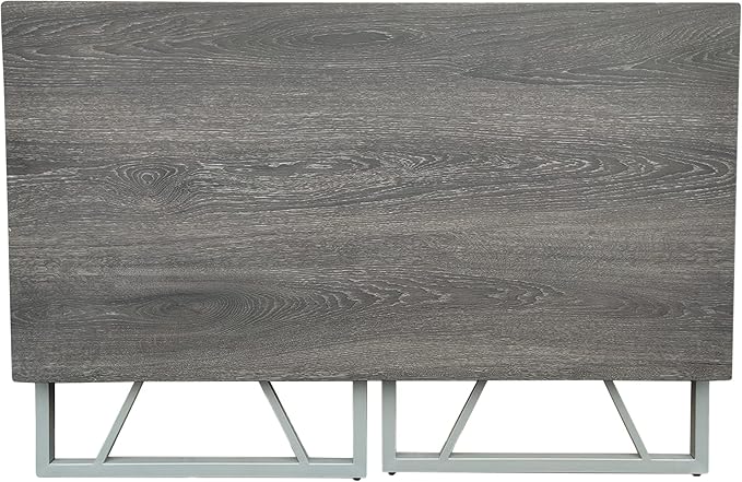Leick Home Collapsible X Writing Computer Desk Space Saving for Bedroom Home Office Small Spaces Fully Assembled in Weathered Wood/Satin Nickel 70002-WWNK