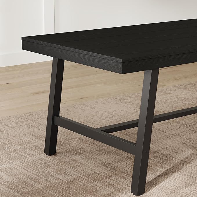 Garvee 70.87 Industrial Computer Desk Extra Long Large Executive Desk for Home Office Heavy Duty Rustic Wood &amp Metal Workstation Sturdy Study Writing Table Black