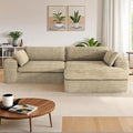 110 Sectional Couches for Living RoomOversized Boneless 3 Seater Cloud L Shaped CouchPlush Corduroy Sofa with OttomanNo Assembly RequiredBeige.
