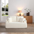 Floor Loveseat Boneless Sofa Couch in a Box with Cup Holder and Side Pockets Corduroy Upholstered 2 Seater Cloud Foam Sofa with Deep Seating for Living Room No Assembly | Breathable material Cuphol