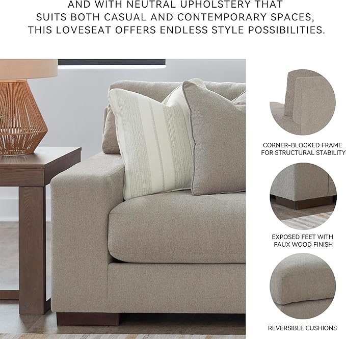 Signature Design by Ashley Maggie Contemporary Loveseat for Living Room Light Brown