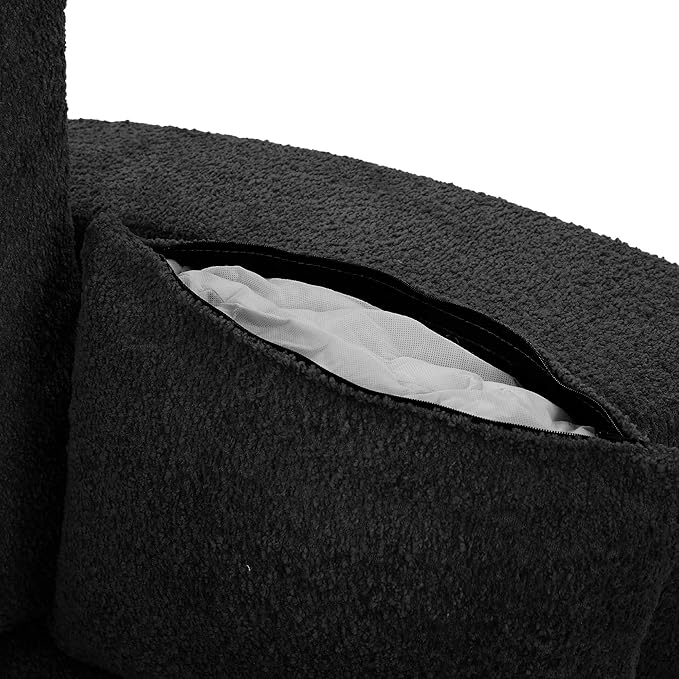 360° Swivel Chair Accent Barrel Chair Swivel Round Sofa Chair with 3 Removable Pillows for Living Room Bedroom Office and Hotel (Black@80)
