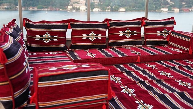 arabicsofa Traditional L Shaped Floor Cushions – Modular Majlis Seating with Washable Covers
