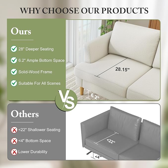 Loveseat Sofa 56 Small Couches for Small Spaces Mid Century Love Seat Couches for Living Room Upholstered 2-Seater Couch for Bedroom Apartment Beige