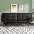 Opoiar 71 L Covertible Futon Sofa BedFaux Leather Futon Couch Memory Foam Modern Loveseat Sleeper Small Splitback Sofa Couches for Living RoomRVHome OfficeApartmentMatte Black