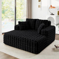 56 W Oversized Chaise Lounge Chair IndoorPlush Faux Fur Sleeper Couch Sofa Bed with PillowsFluffy Comfy Cloud SofaCompression Foam Boneless Couch for Living RoomBedroom(Bubble Black)