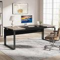 Tribesigns 63 Computer Desk Home Office Desk Writing Table for Workstation Modern Executive Desk with Sturdy Legs (Only Table) (Gray &amp Black)
