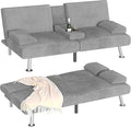Homall Futon Sofa Bed Futon Couch with Removable Armrests Adjustable Recliner Sleeper Sofa Bed with Dual Cup Holders for Living Room Apartment Office (Corduroy Grey)