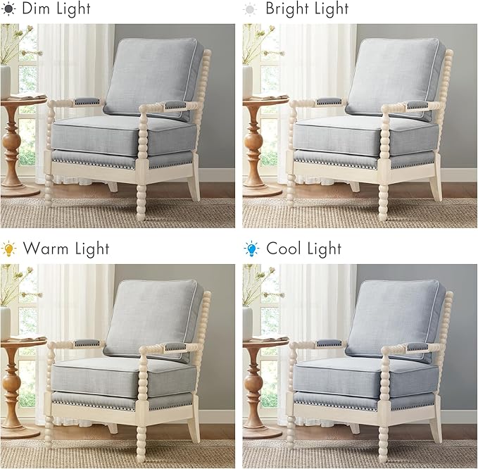 Madison Park Accent Chairs for Living Room Farmhouse Modern Armchair Solid Wood Antiqued Finish Upholstered Seat Removable Bedroom Lounge for Reading 25.5 W Light Blue/Antique Cream