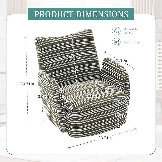 Modern Boucle Upholstered Accent Swivel Barrel ChairLeisure Club Lounge Chair with Sand-Rimmed Fabric and Metal Bracket for Living Room Bedroom Home Office (Olive Green Boucle)