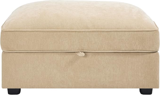Aoowow Chenille Ottoman with Storage Upholstered Storage Ottoman for Modular Sectional Sofa for Living RoomWheat