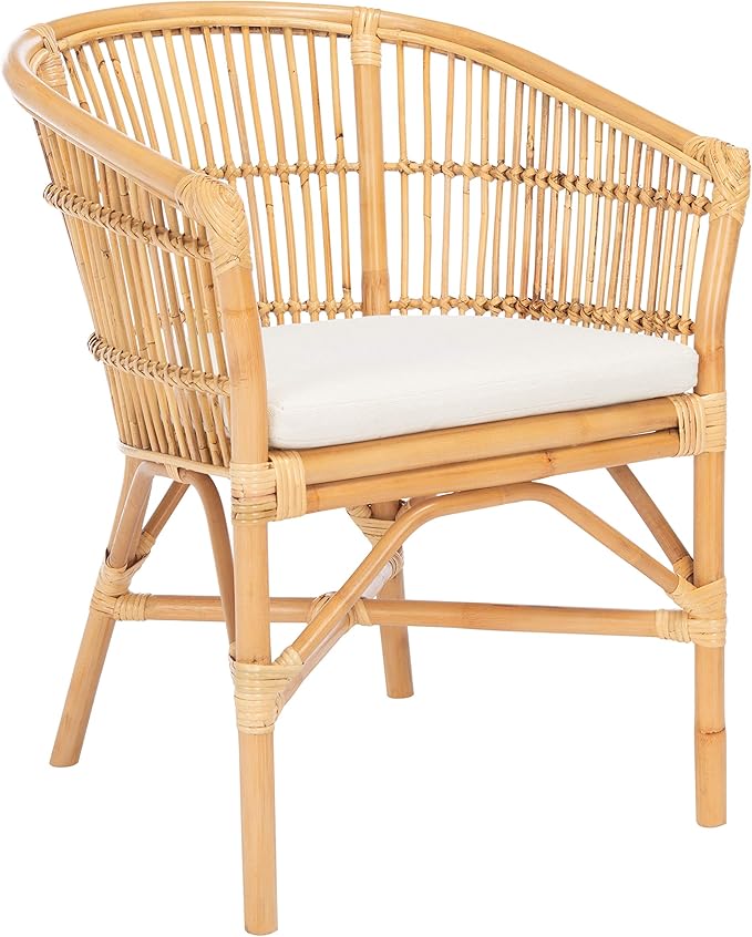 Safavieh Home Collection Olivia Rattan Cushion Accent Chair Natural/White