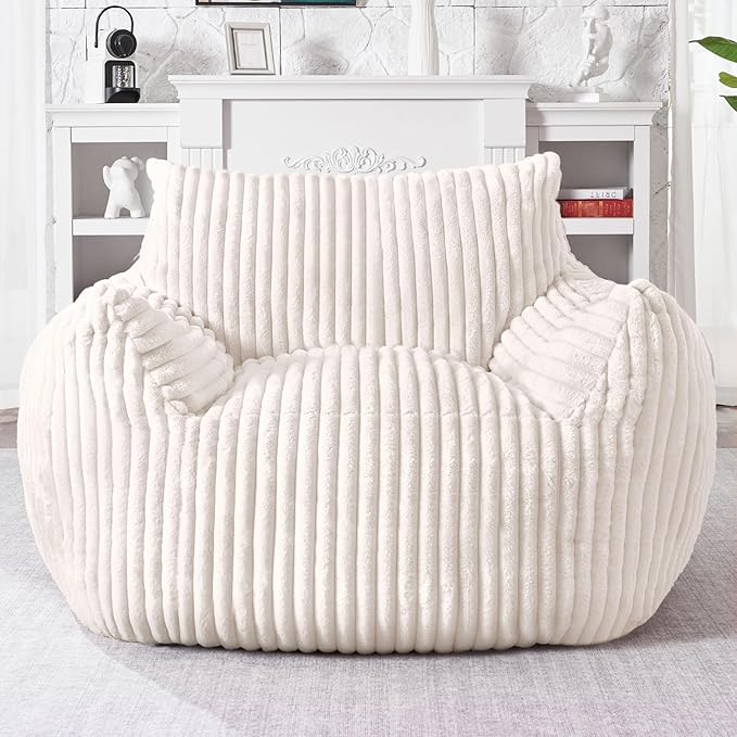 HABUTWAY Comfy Floor Sofa Giant Plush Reading Chair Indoor Cozy Couch with Armrests Oversized Couch Upholstered Boneless Sofa Portable Cloud Couch Accent Chair for Living Room Bedroom (Beige)