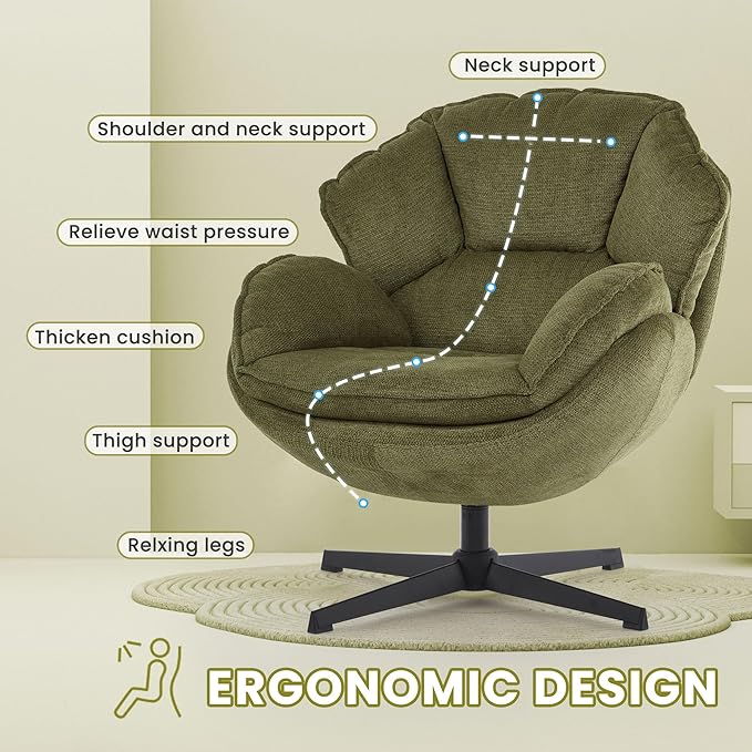 IWMH Accent Chair Set of 2 Swivel Accent Chair for Living RoomUpholstered Armchair with Metal Legs Swivel Sofa Chair Wide Leisure Chair (Green*2)