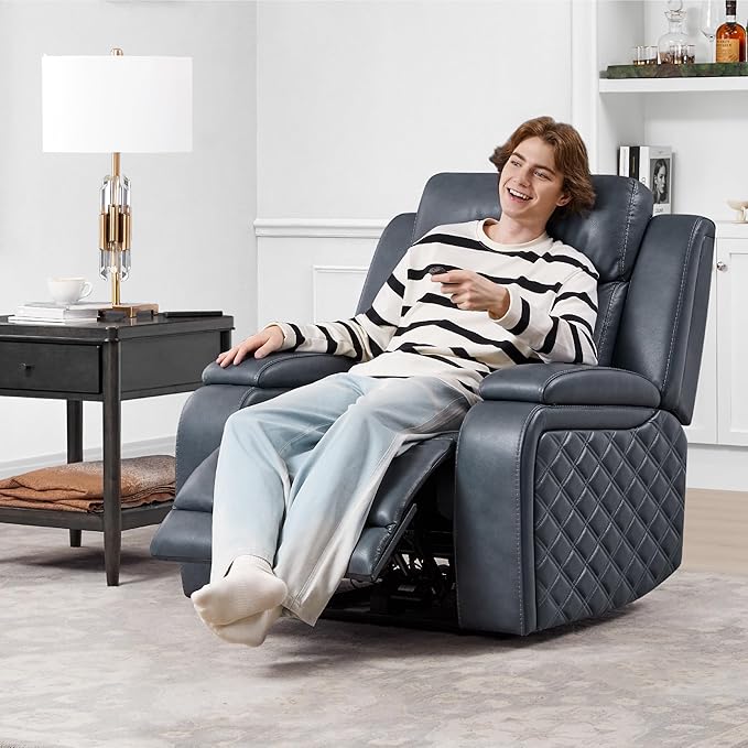 Watson &amp Whitely Genuine Leather Power Recliner Chairs for Adults Zero Gravity Recliner with Power Headrest &amp Hidden Storage RV Electric Reclining Sofa Chair for Living Room Home Office Na