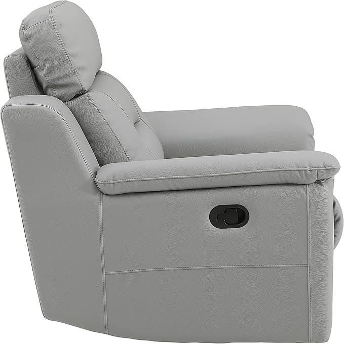 Blackjack Furniture Walker Leather Match Upholstered Reclining Living Room Chair Lava Gray